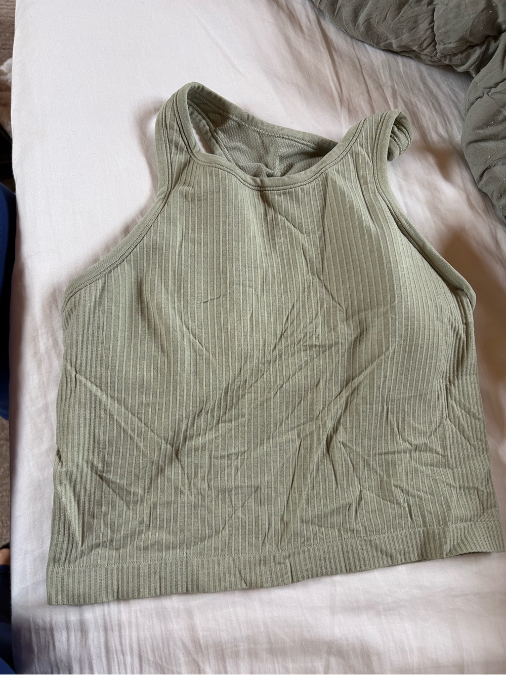 Lululemon Ribbed High-Neck Crop Tank Top - Sage Green